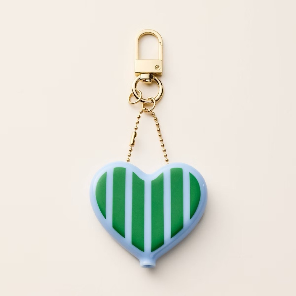 Kate Spade x Target Striped Heart Coin Purse Bag Charm Keychain